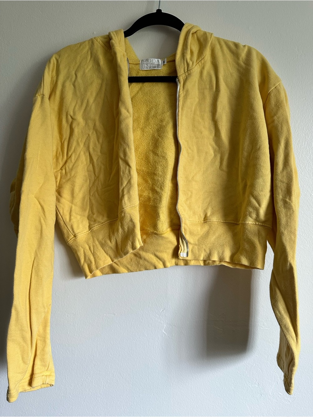 Moda International Cropped Yellow Hoodie Jacket - Women’s size M